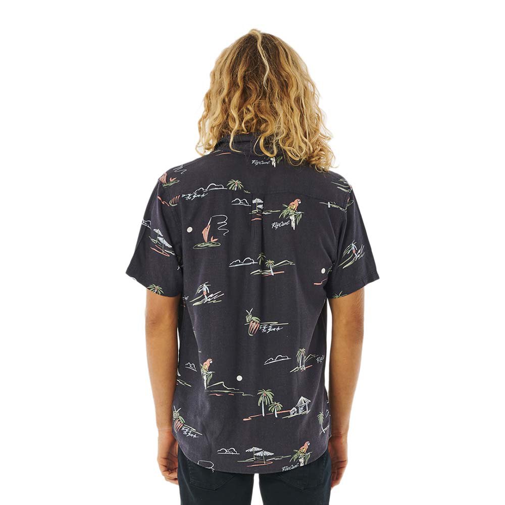 Camisa Surfera Rip Curl Party Pack Washed Black con estampado negro