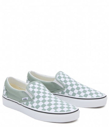 Zapatillas Vans Classic Slip On Checkboard color Verde y Blanco