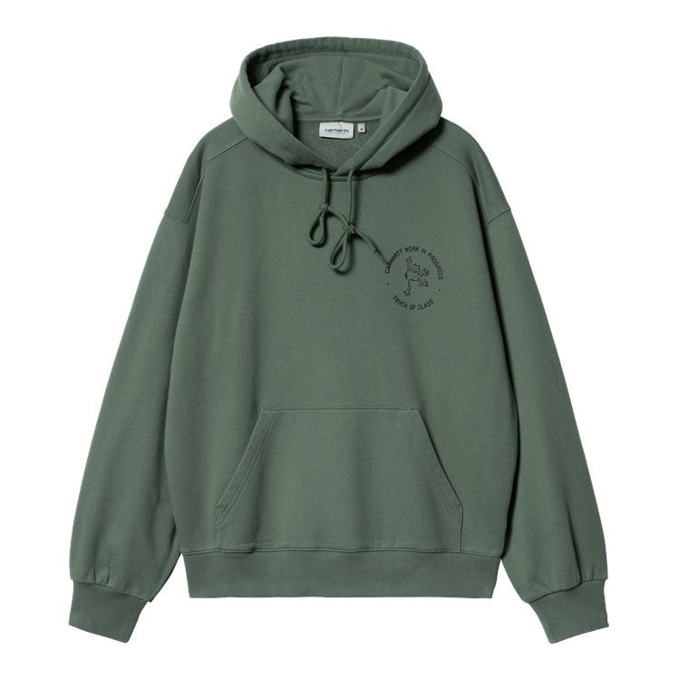 CARHARTT WIP SUDADERA HOODED STAMP SWEAT DUCK GREEN / BLACK STONE WASHED