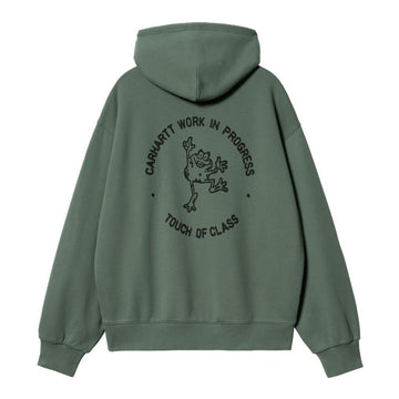 CARHARTT WIP SUDADERA HOODED STAMP SWEAT DUCK GREEN / BLACK STONE WASHED