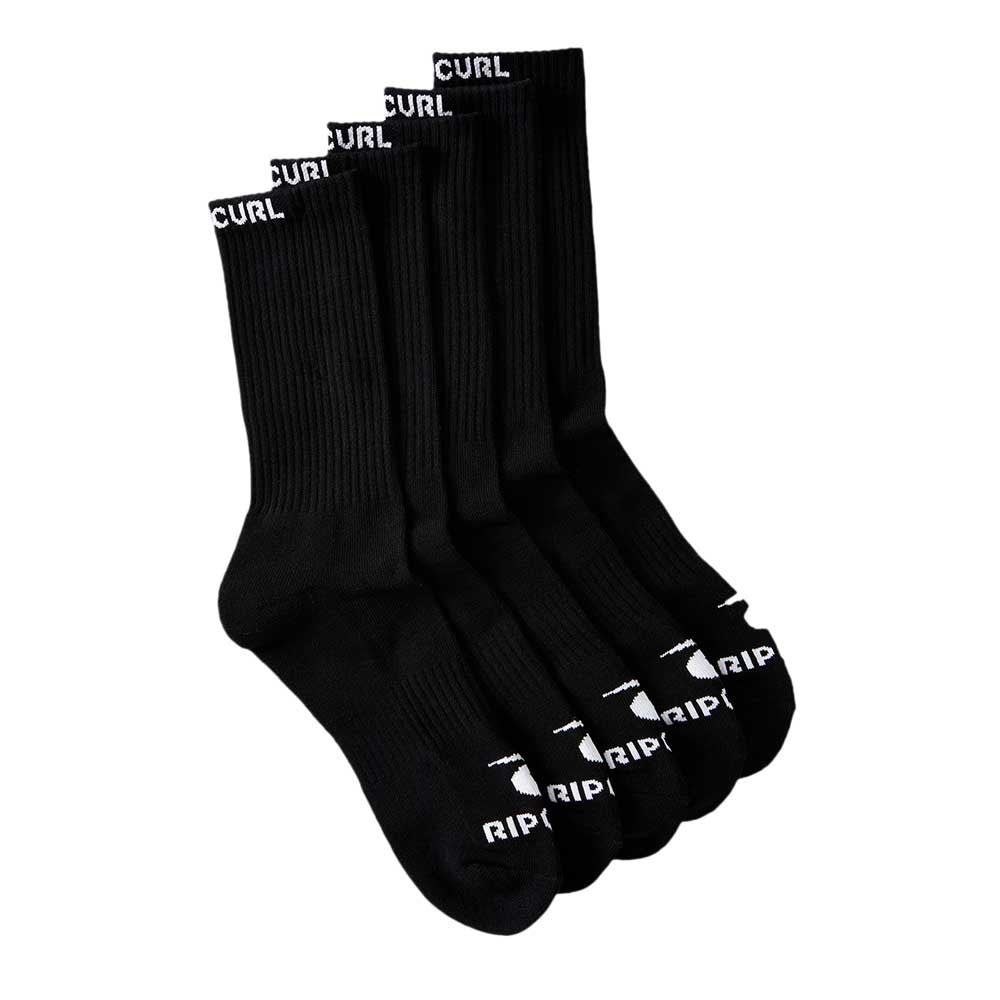 RIP CURL BAND CREW SOCK 5 PACK BLACK - CALCETINES