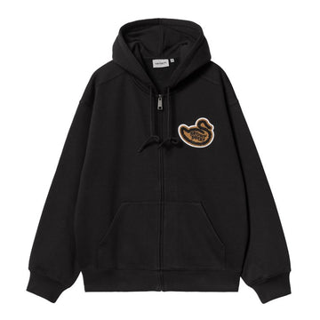 CARHARTT WIP HOODED BROWN DUCKS BLACK - SUDADERA CON CAPUCHA Y CREMALLERA