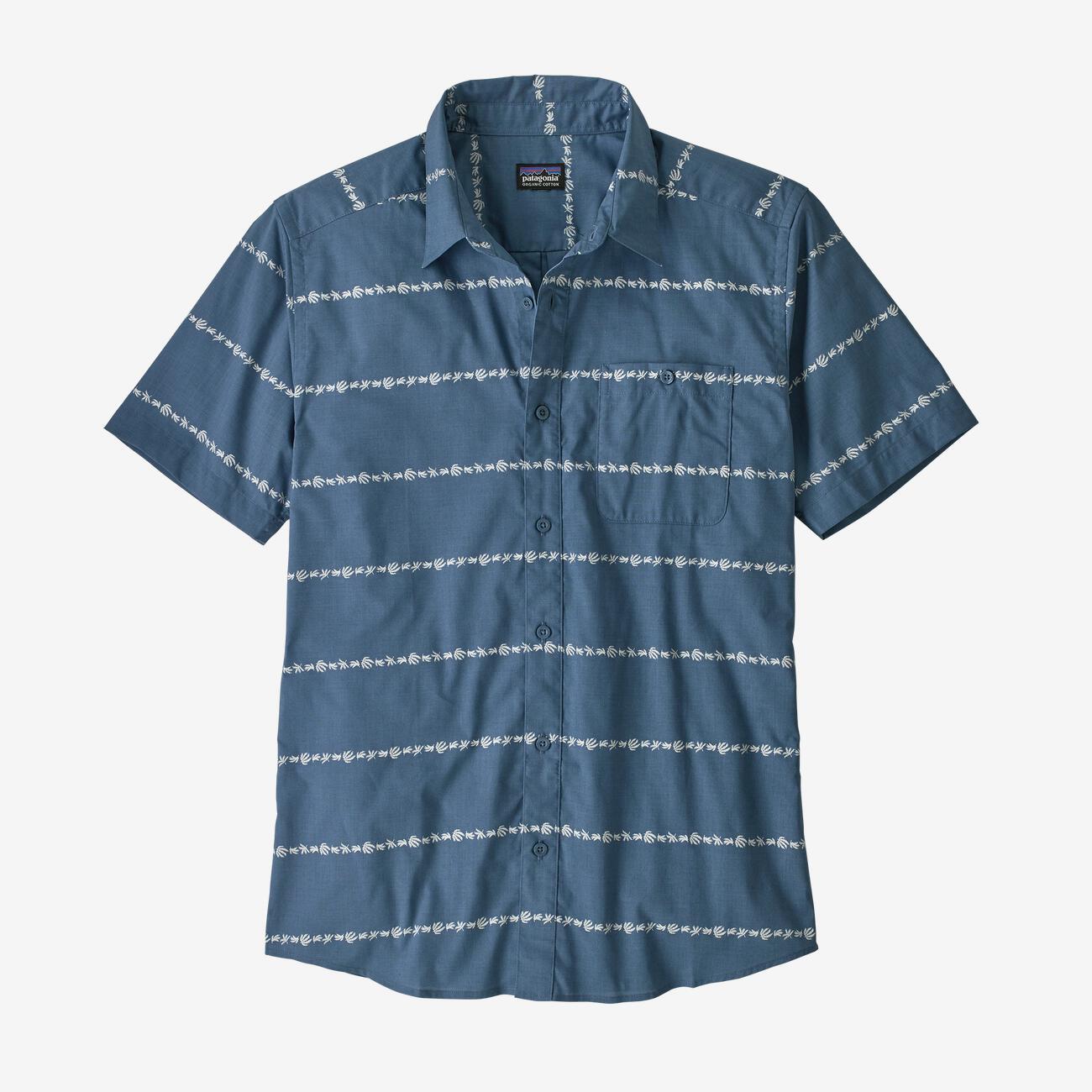 PATAGONIA GO TO SHIRT HEMP STRIPE PIGEON BLUE