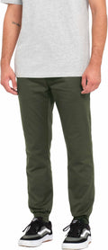 Pantalón con cintura elástica y cordón de ajuste Volcom Frickin Slim Jogger verde oscuro