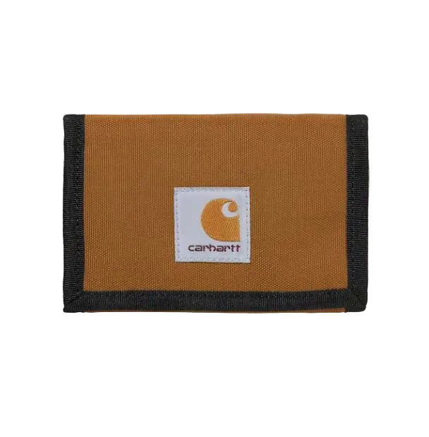 Cartera CARHARTT WIP Alec Wallet en color Hamilton Brown con el logo bordado en el frente.