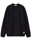 Jersey carhartt Anglistic  dark navy. Jersey de cuello redondo. Vista frontal.