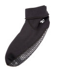Calcetines neopreno aletas Creatures Neo Fin Sox Hi Cut negro en packaging Creatures of Leisure Bodyboarding con sello 100% reciclable y suela hexagonal gris.