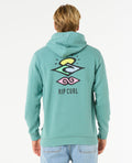 Sudadera Rip Curl Search Icon Hood verde – Detalle de logo estampado en pecho con diseño artístico