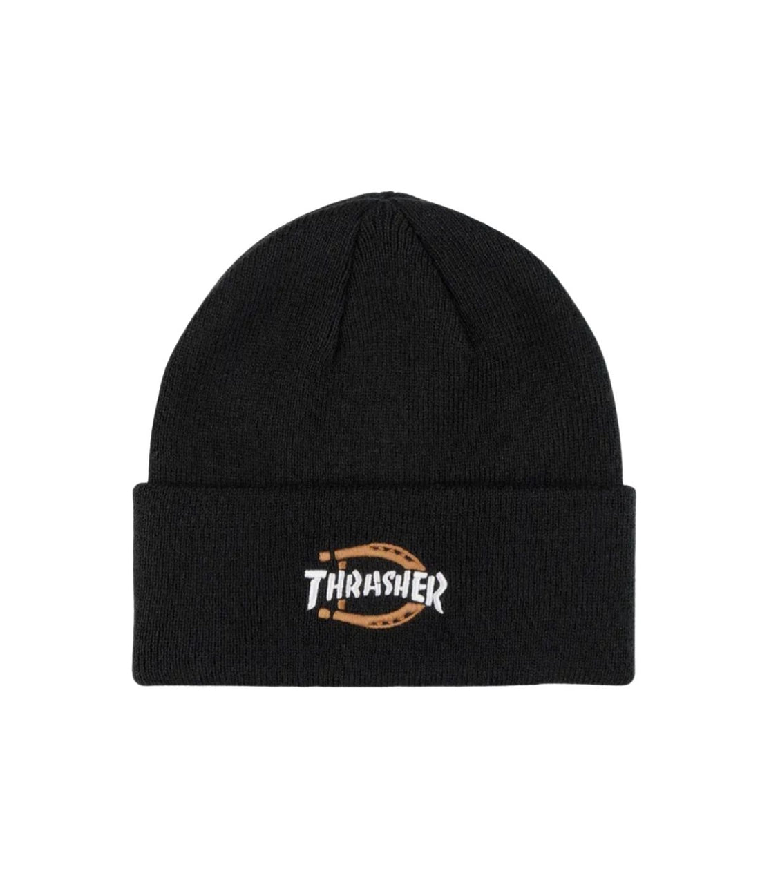Gorro negro Dickies edicion limitada x Thrasher Beanie con logo bordado en la parte frontal.