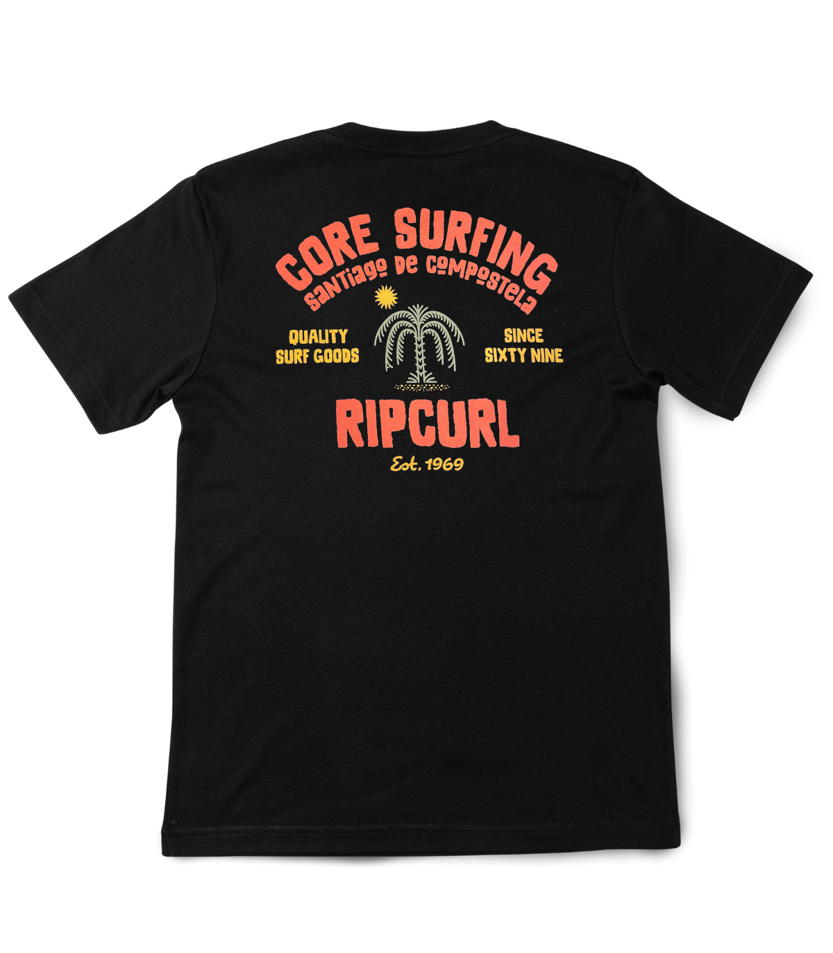 Camiseta negra Rip curl por Core Surfing Santiago de Compostela