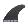 Quilla frontal Deflow Adrien Toyon Fiberglass Limited Edition negra, detalle de base Futures con grabado gráfico de líneas de batimetría y firma Adrien Toyon.