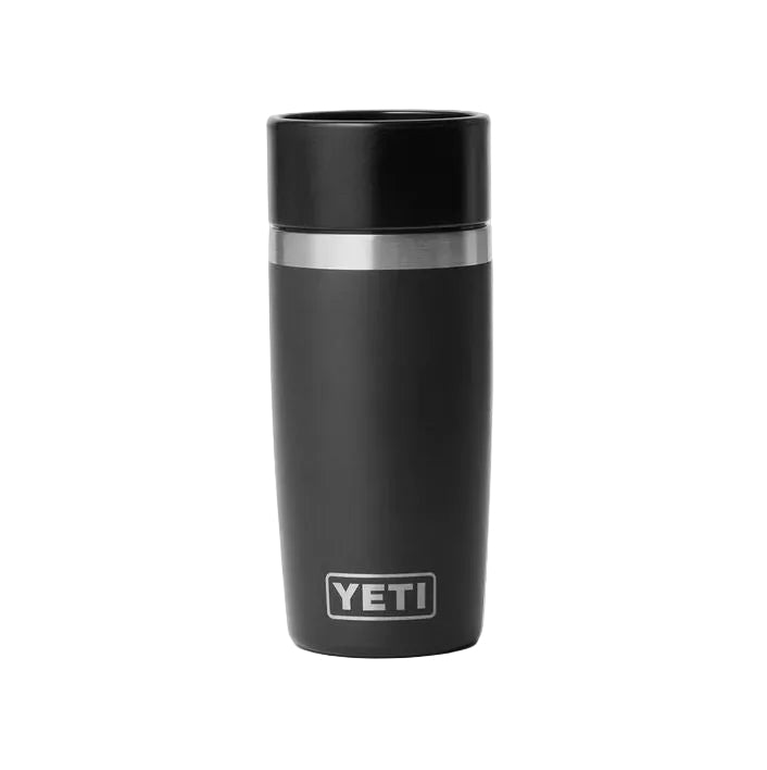 Travel bottle  12 oz black. Vista frontal. Perfecta para bebidas frías y calientes.