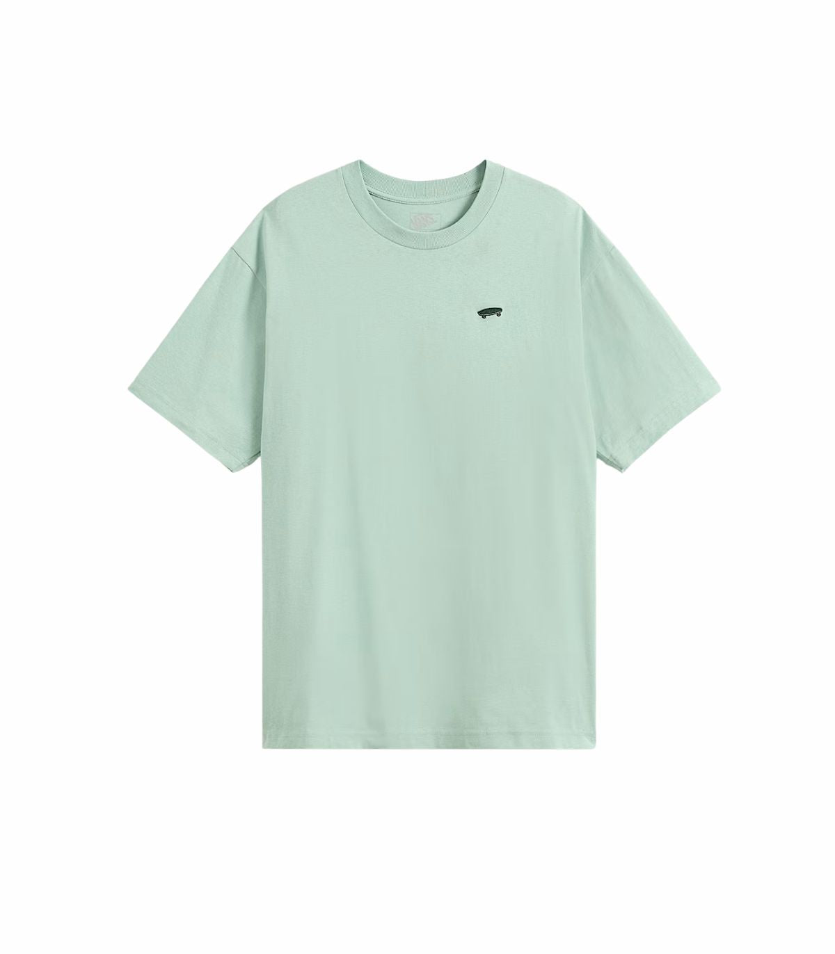 CAMISETA VANS SALTON LOOSE GRAY OLIVE. LOGO VANS EN LATERAL DEL PECHO EN BORDADO VERDE.