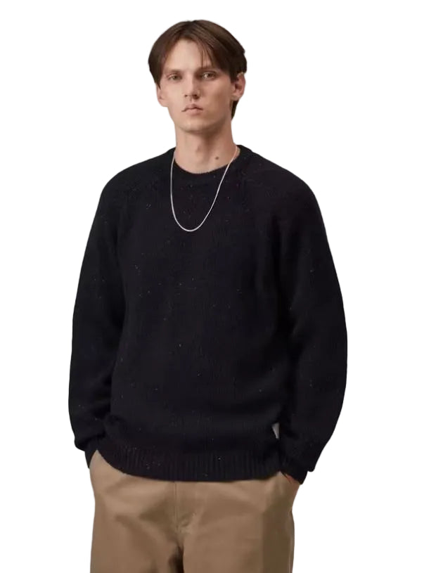 Jersey carhartt Anglistic  dark navy. Jersey de cuello redondo. Vista frontal