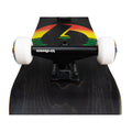 Skate completo Birdhouse Stage 3 Sunset visto desde abajo en perspectiva: truck negro de 5