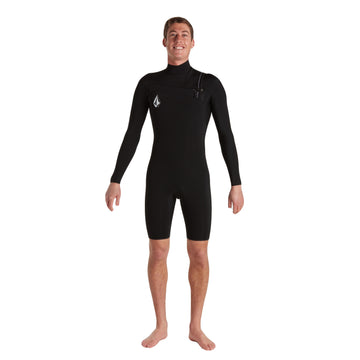 Traje de surf de neopreno de primavera Volcom Modulator 2/2 manga larga y pata corta Negro