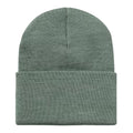 Gorro Carhartt Acrylic Watch Hat Velvet Green Heather visto desde atrás, mostrando el tejido acrílico y el acabado de la vuelta.