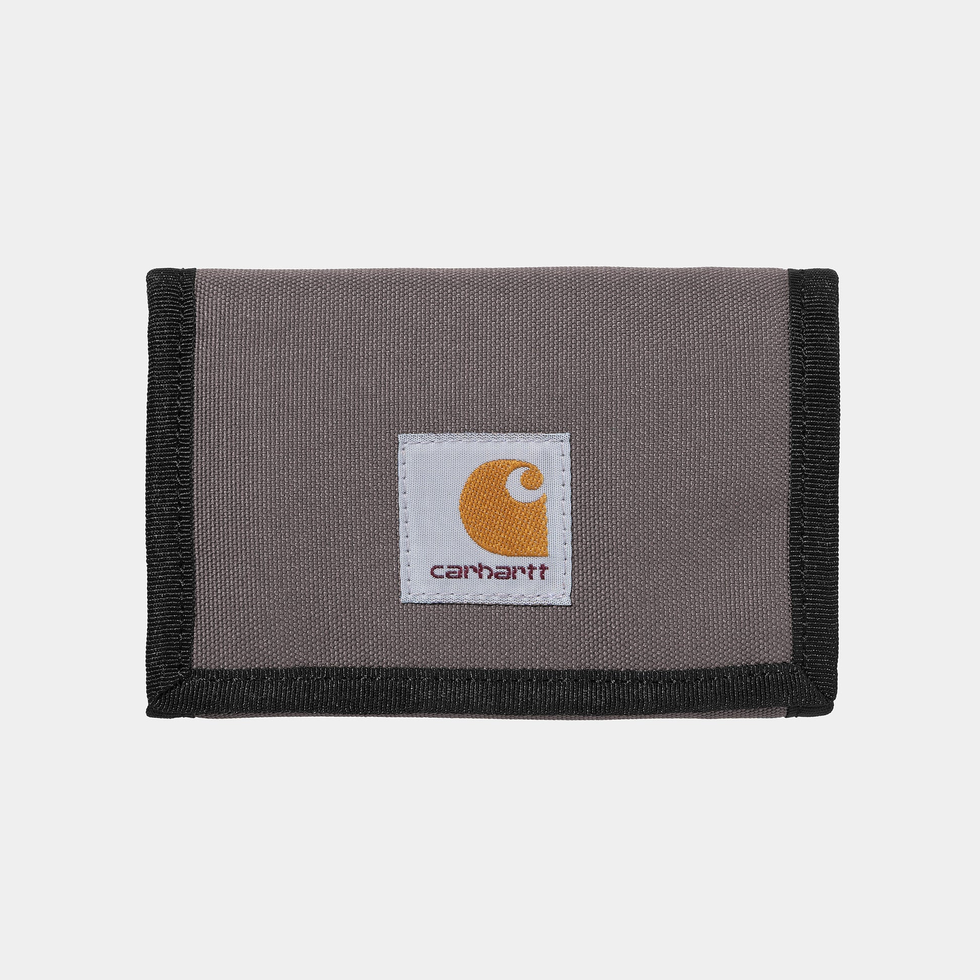 Cartera CARHARTT WIP Alec Wallet en color gris (Manta) con el logo bordado en el frente.