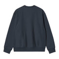 Sudadera Carhartt WIP American Script en color azul marino oscuro, vista trasera del diseño.