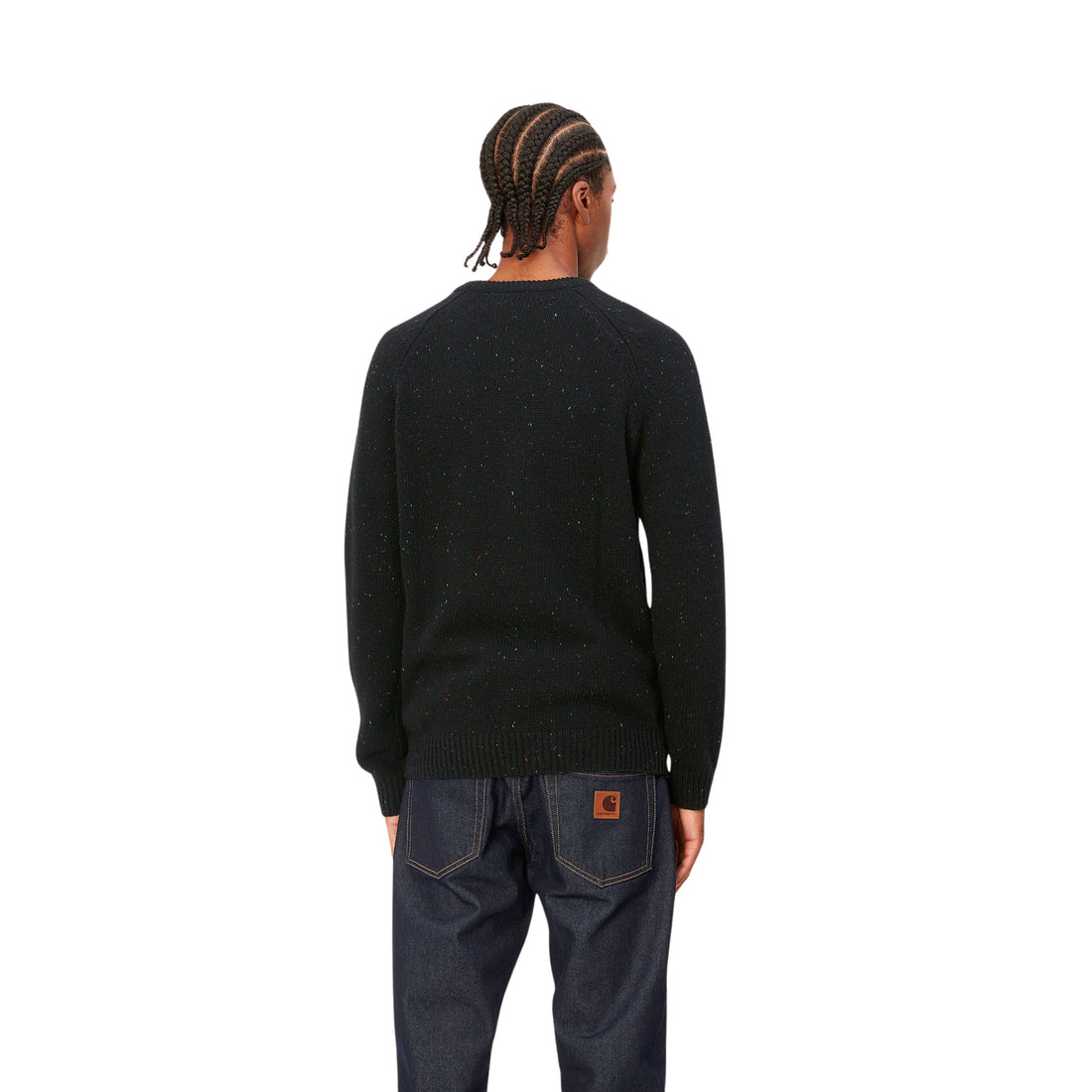 Hombre con el Jersey Carhartt WIP Anglistic Sweater Negro