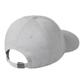 Gorra Carhartt WIP Bumper Sticker Cap pontiki, vista de tres cuartos frontal sobre fondo blanco, detalle del bordado gráfico de casete en la copa gris.