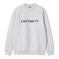 Sudadera Carhartt WIP Carhartt Sweat en color gris claro jaspeado con logotipo bordado en el pecho, vista frontal.