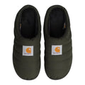 Zapatillas Carhartt WIP Cordura Slippers en color Olive, vista superior del par con interior forrado.