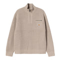 Jersey Carhartt WIP Detroit Half Zip Sweater color beige claro visto de frente.