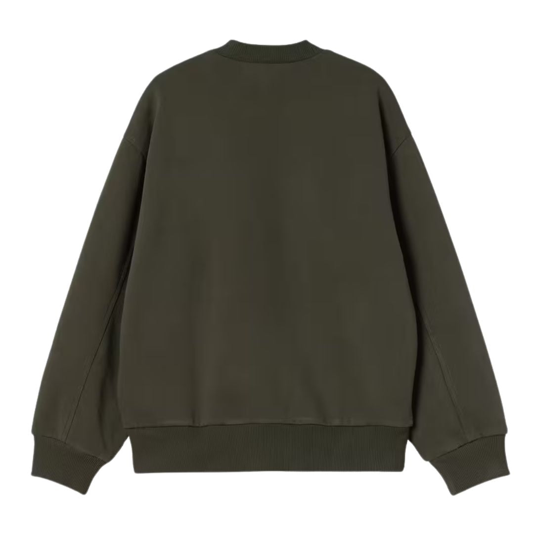 Sudadera Carhartt WIP Detroit Sweat color Olive Stone Washed vista frontal completa.