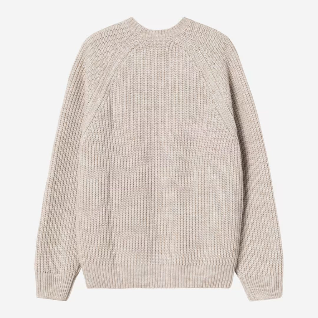 Carhartt WIP Firth Sweater en color Fleur de Sel, vista frontal del jersey de punto de algodón.