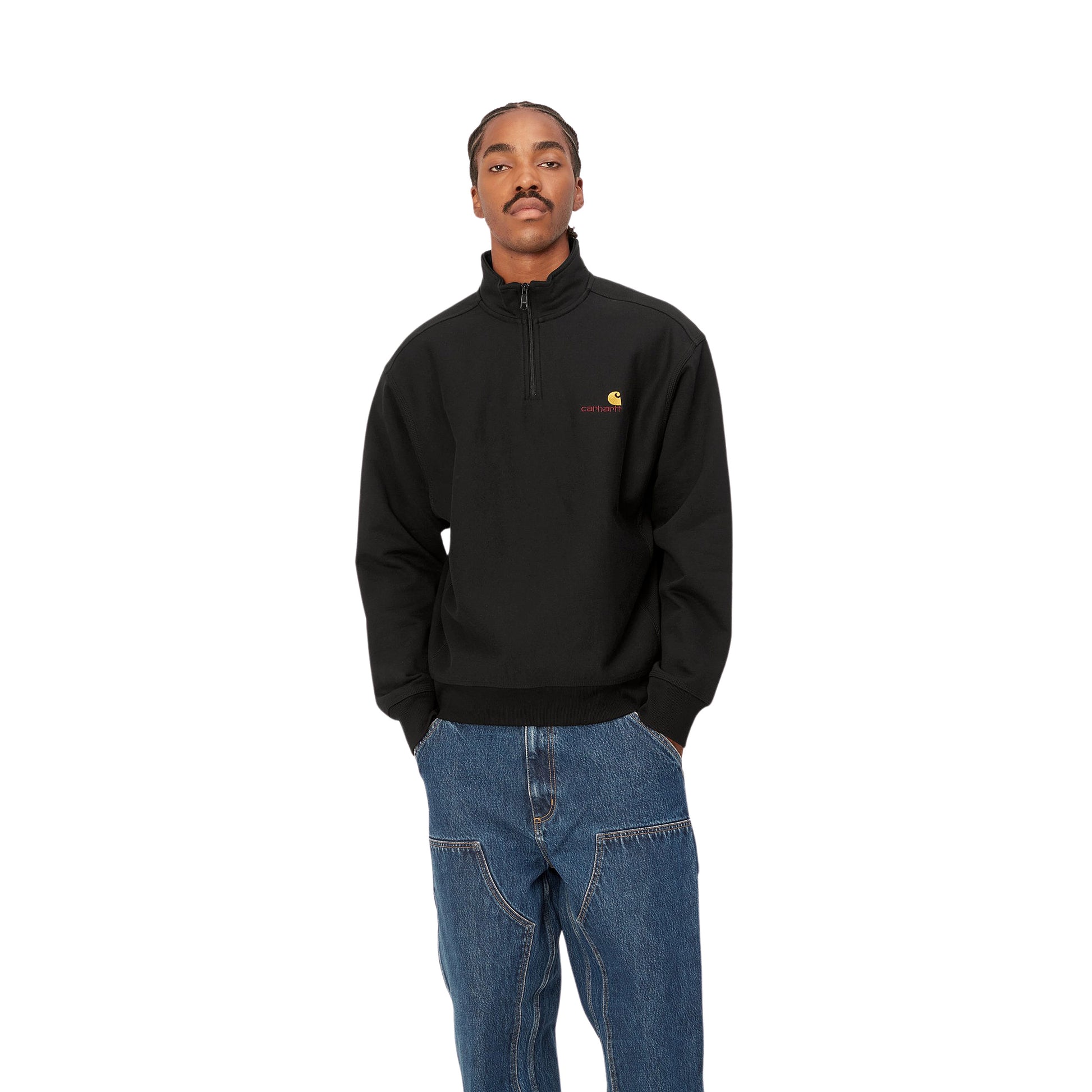 Carhartt WIP Half Zip American Script Sweat Media Cremallera