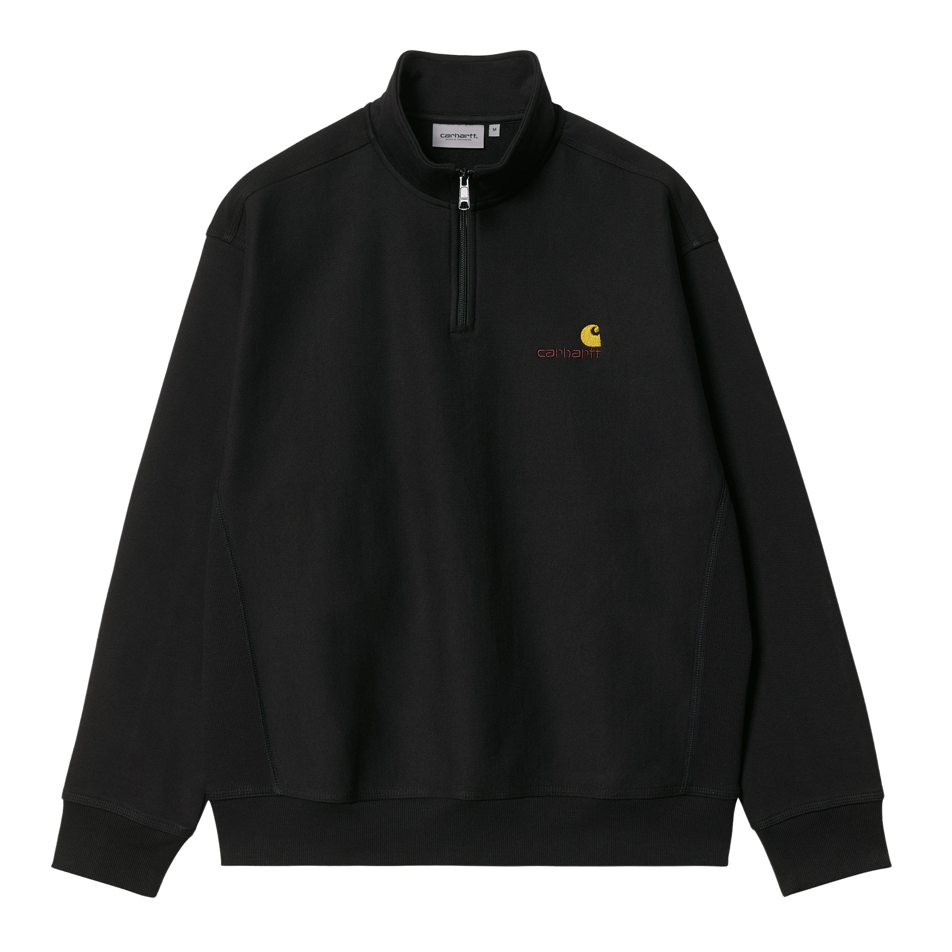 Sudadera con cuello alto y media cremallera Carhartt WIP Half Zip American Script Sweat Negra