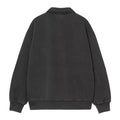 Carhartt WIP Half Zip Detroit Sweatshirt negra lavado a la piedra vista trasera, sudadera media cremallera de algodón pesado con puños y bajo acanalados.