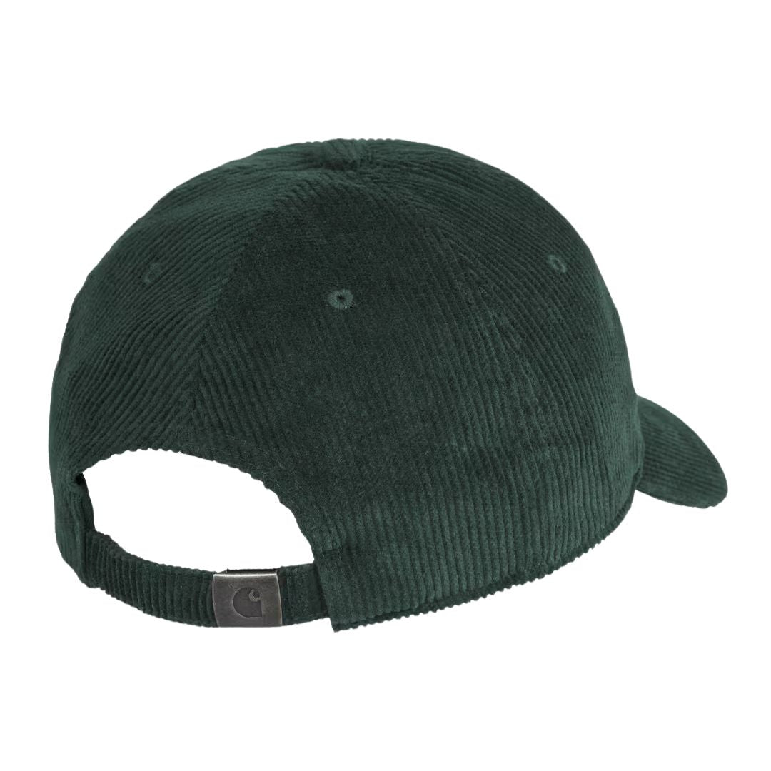 Gorra Carhartt WIP Harlem Cap en color verde, vista trasera con cierre ajustable.