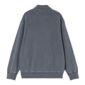 Carhartt WIP Harper Polo carbon garment dyed, vista trasera: punto de algodón pesado en gris azulado, hombros caídos, bajo acanalado y puños ribeteados, corte balloon fit.