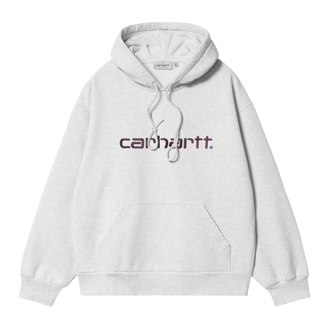 Sudadera con capucha Carhartt WIP Hooded Carhartt Sweat en color ash heather con logotipo Carhartt bordado en el pecho.
