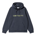 Sudadera con capucha Carhartt WIP Hooded Carhartt Sweat en color deep night con logotipo Carhartt bordado en color gentle green.