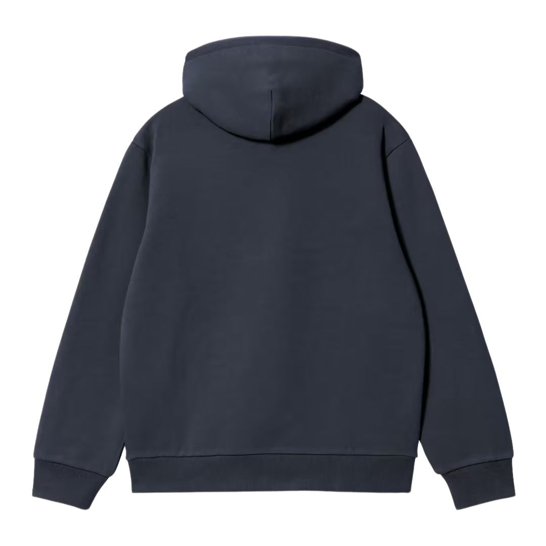 Sudadera con capucha Carhartt WIP Hooded Carhartt Sweat en color deep night, vista trasera.