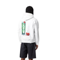udadera blanca Carhartt WIP Hooded Jake Garcia Sweat con estampado gráfico de cóctel y cerezas en la espalda, vista trasera con modelo masculino