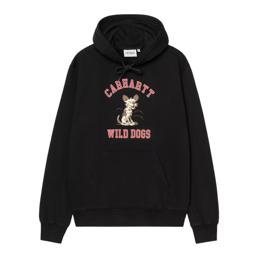 Sudadera con capucha Carhartt WIP Hooded Wild Dog Sweat color Black vista frontal con gráfico Wild Dog.