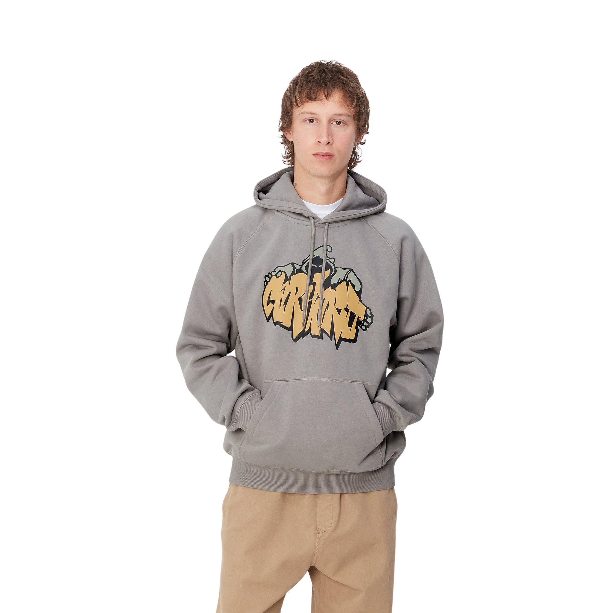 Hombre con la Sudadera con Capucha Carhartt WIP Hooded Yute Sweat Gris