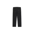 Vista trasera del pantalón Carhartt WIP Klondike Pant en negro stone washed con bolsillos traseros y etiqueta cuadrada.