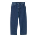 Pantalón vaquero Carhartt WIP Landon en azul stone washed, vista frontal plana sobre fondo blanco, mostrando el corte loose tapered y los bolsillos delanteros.
