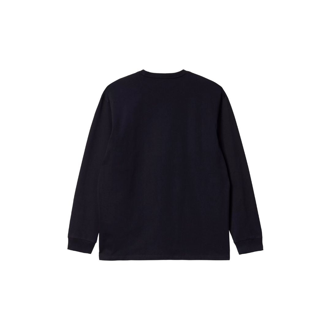 Camiseta de manga larga Carhartt WIP L/S Chase T-Shirt en color dark navy gold, vista trasera sin estampados.