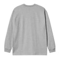 Camiseta de manga larga Carhartt WIP Chase en gris jaspeado, vista trasera plana sobre fondo blanco mostrando el corte oversize y las mangas largas sin estampado.