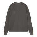 Carhartt WIP L/S Vista Waffle T-Shirt en negro, vista trasera plana sobre fondo blanco. Se aprecia el tejido gofrado, el cuello redondo y las costuras vistas del corte holgado.