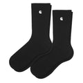 Calcetines Carhartt WIP negros de canalé con logo bordado blanco y diseño de caña media.