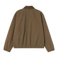 Carhartt WIP Madison Ripstop Jacket Dark Beech, vista trasera plana destacando espalda limpia en ripstop verde oliva, cuello de pana oscuro y puños elásticos.
