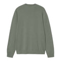 Carhartt WIP Madison Sweater velvet green vista trasera, jersey de punto de algodón con cuello redondo y acabados acanalados en puños y bajo.