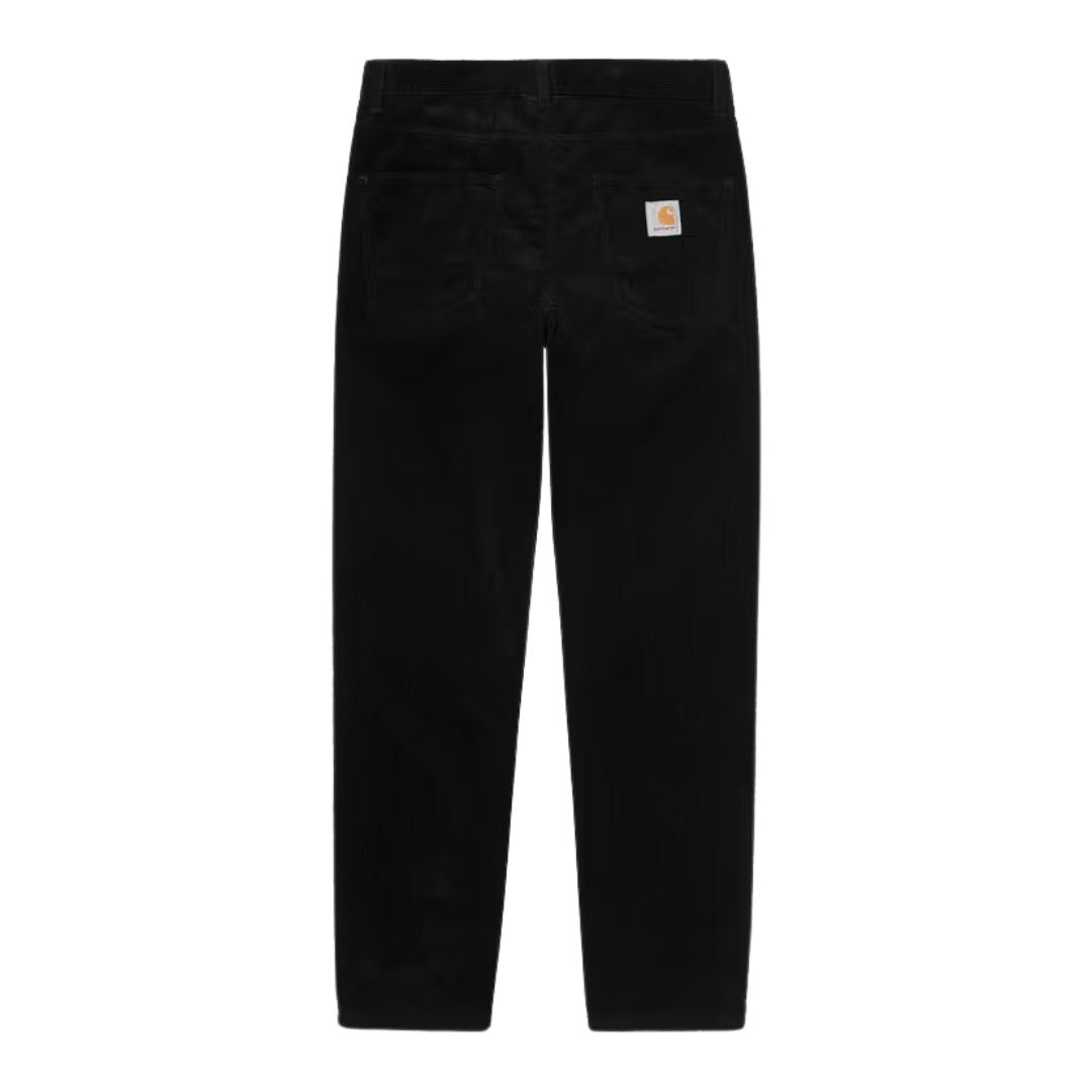 Vista posterior completa del pantalón de pana Carhartt WIP Newel Cord Pant color negro.